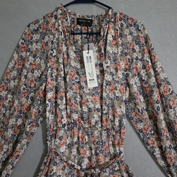 NWT MinkPink Womens Arve Floral Belted Midi Dress XS - Picture 7 of 13